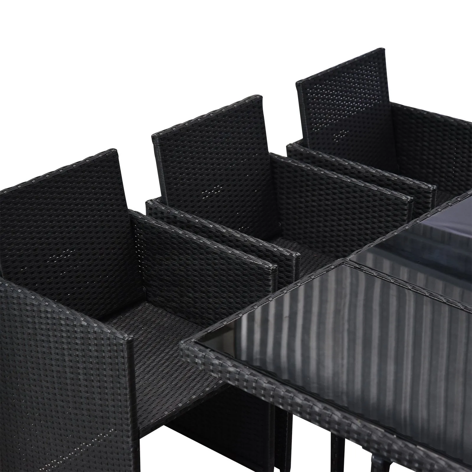 11pc Rattan Patio Garden Dining Set - Black