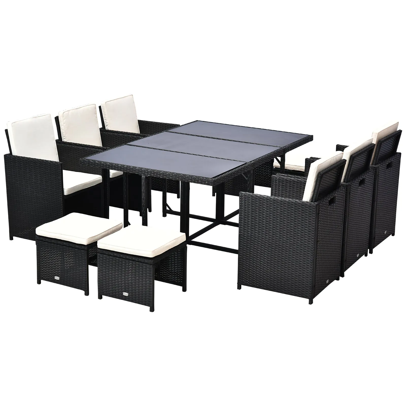 11pc Rattan Patio Garden Dining Set - Black