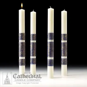 3" X 18" Artisan Wax Advent Candle Set (4 Sarum Blue)