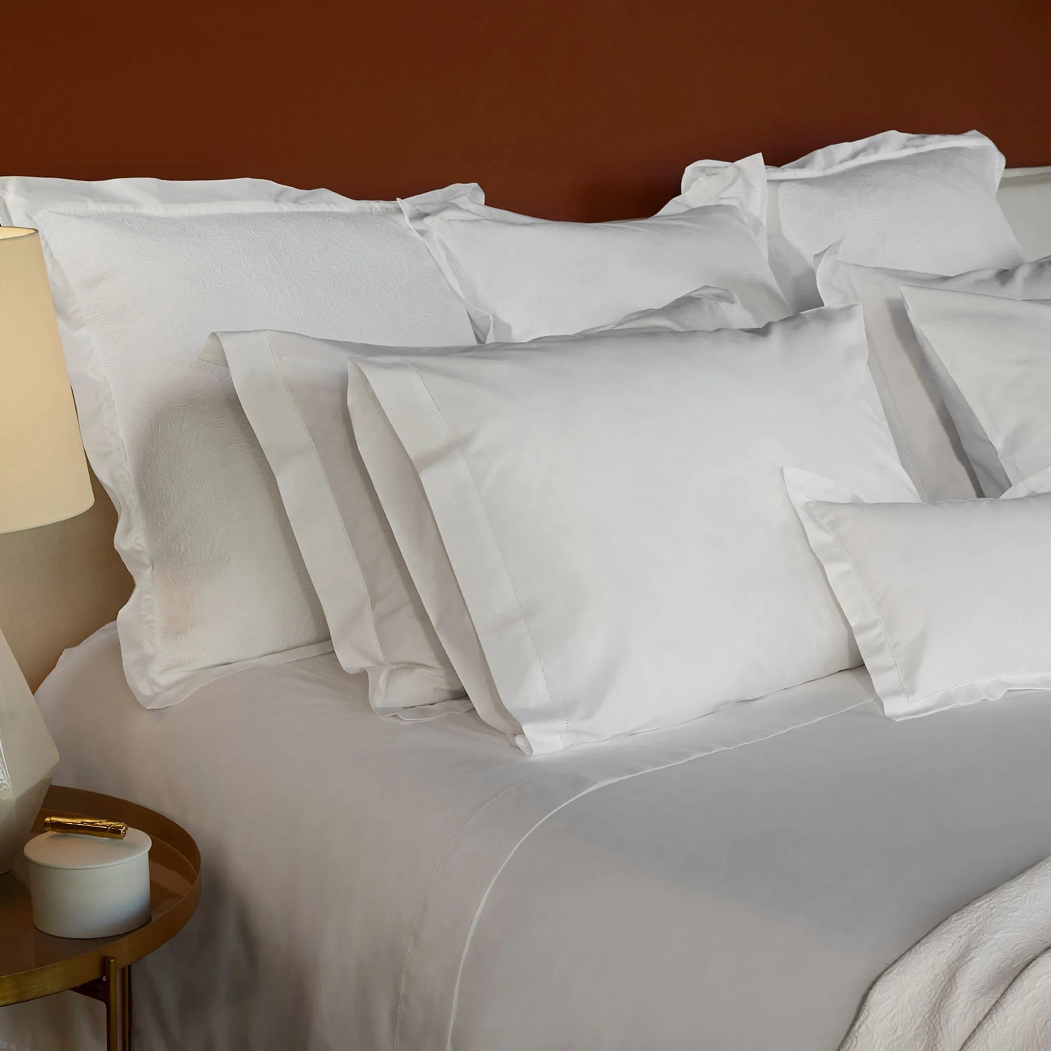 525TC White Percale Duvet Cover | Amalia Home Victoria