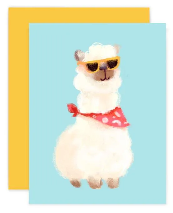 Alpaca Greeting Card - Hipster Alpaca