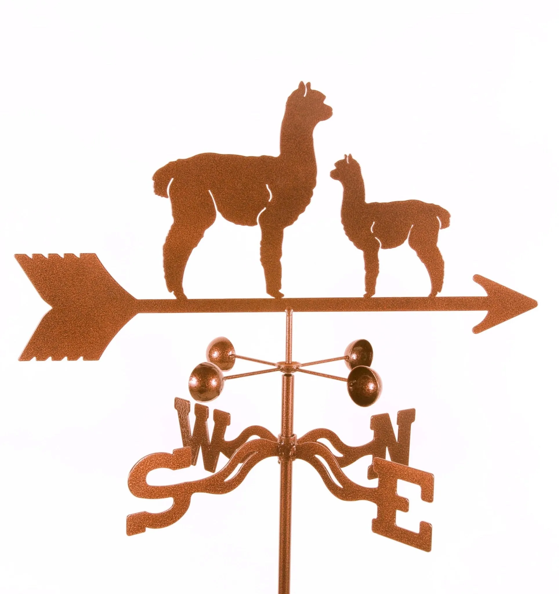 Alpaca Momma and Baby Rain Gauge Garden Stake Weathervane