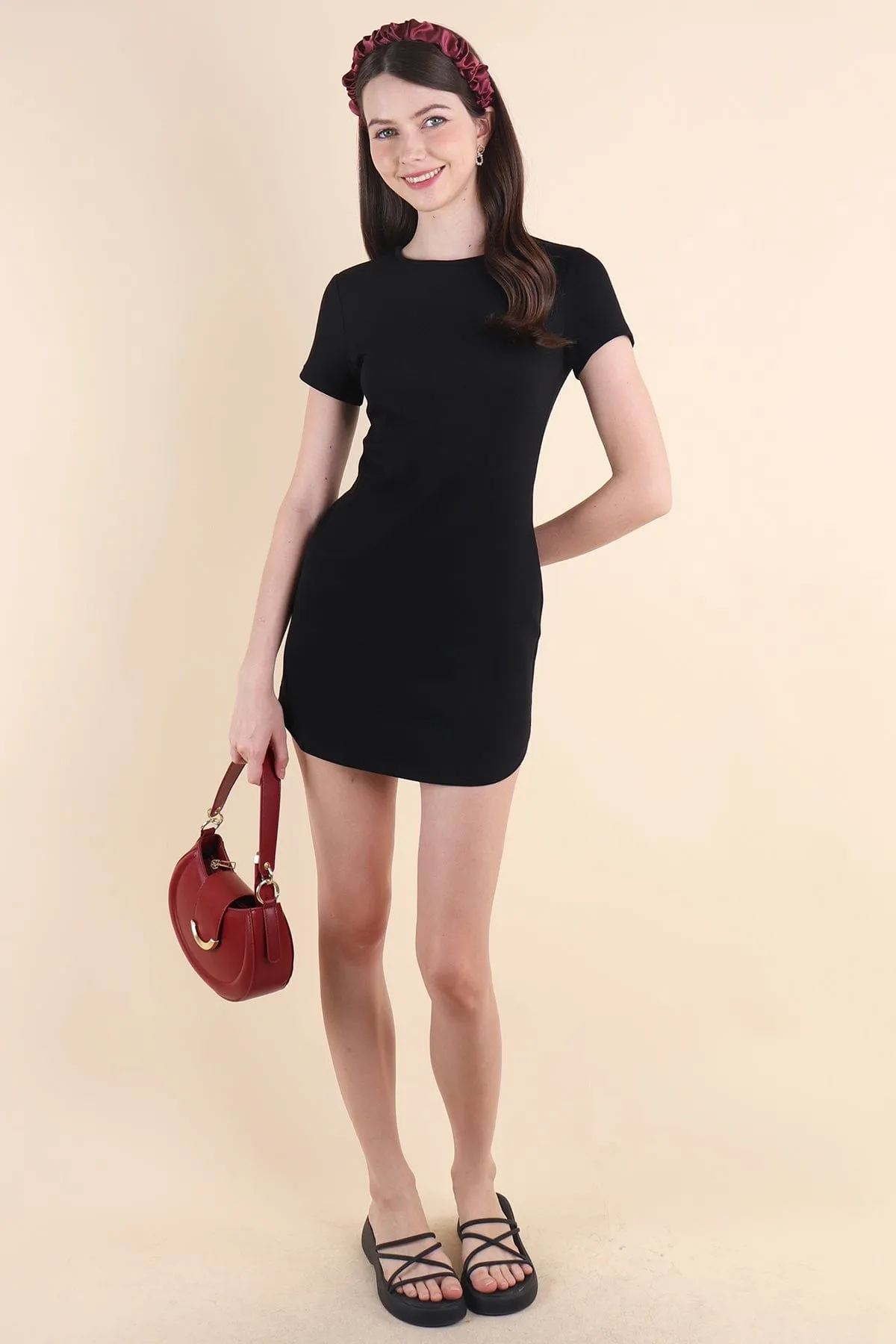 ALWAYS YOUR BABY TEE DRESS IN BLACK