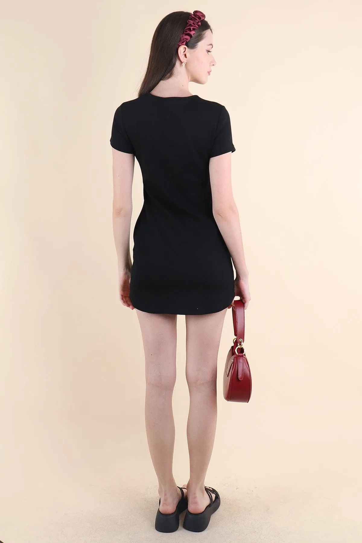 ALWAYS YOUR BABY TEE DRESS IN BLACK