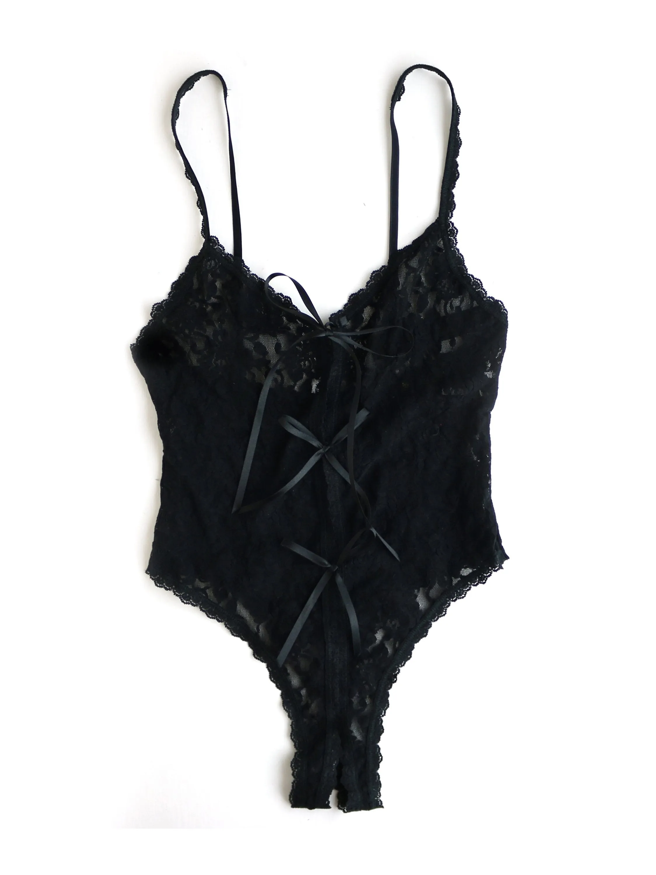 &oh™ Signature Lace Crotchless Teddy Black