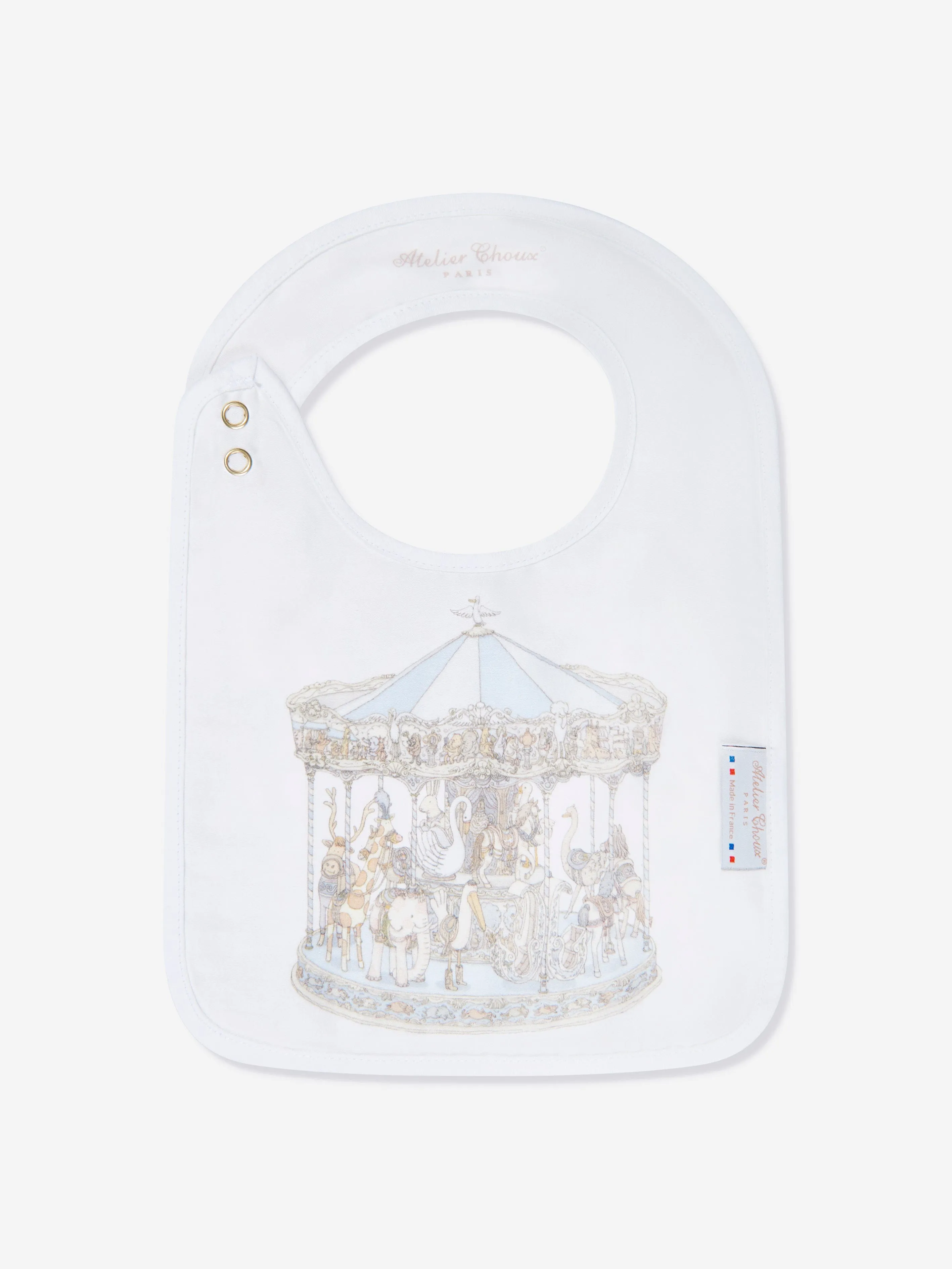 Atelier Choux Baby Boys Carousel Swaddle And Satin Bib Gift Set in Blue