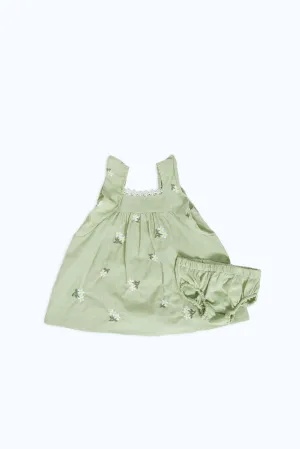 Babies Olive Embroidered Dress