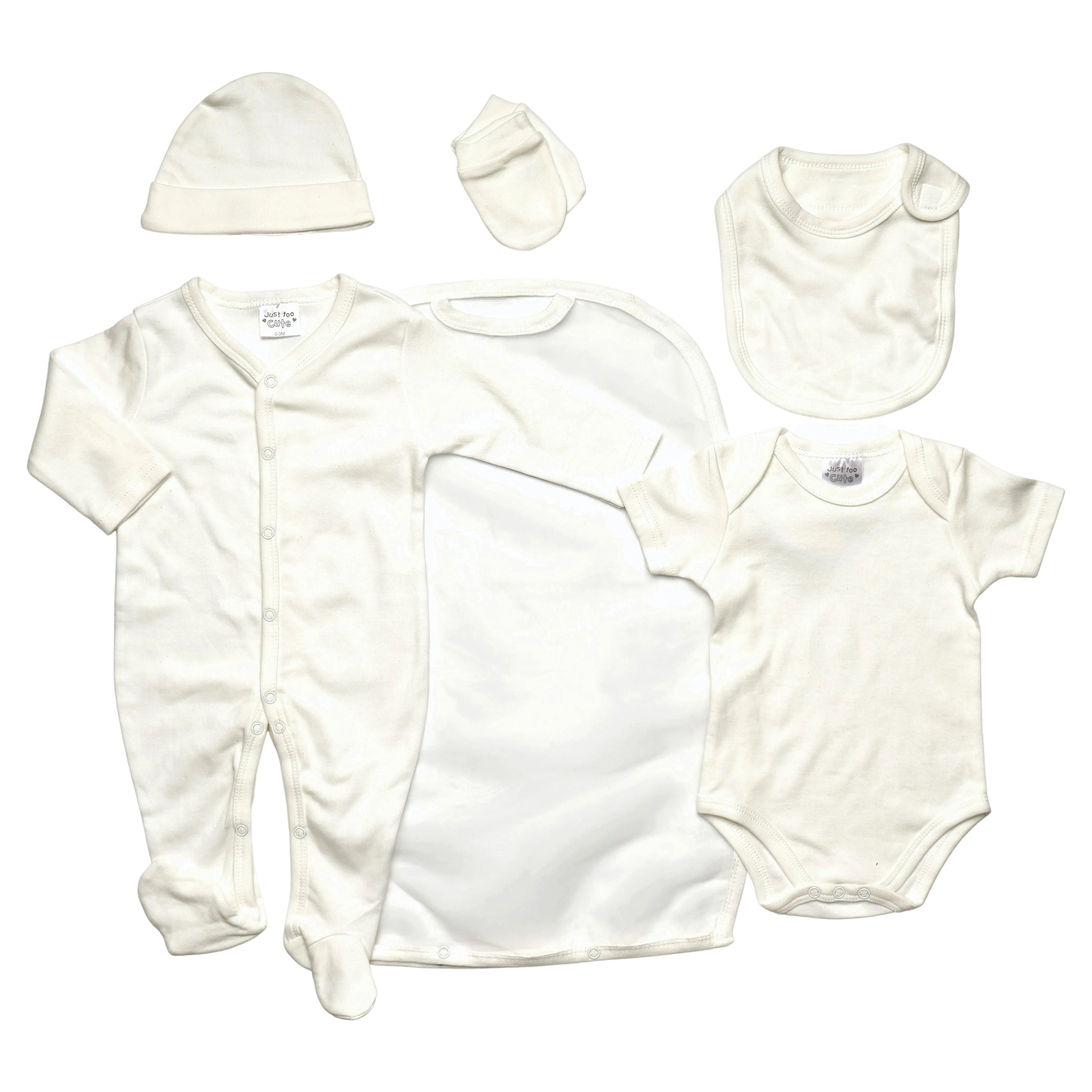 Baby Girls 5pc Gift Set - Plain Ecru - 0-3M (45JTC8873)