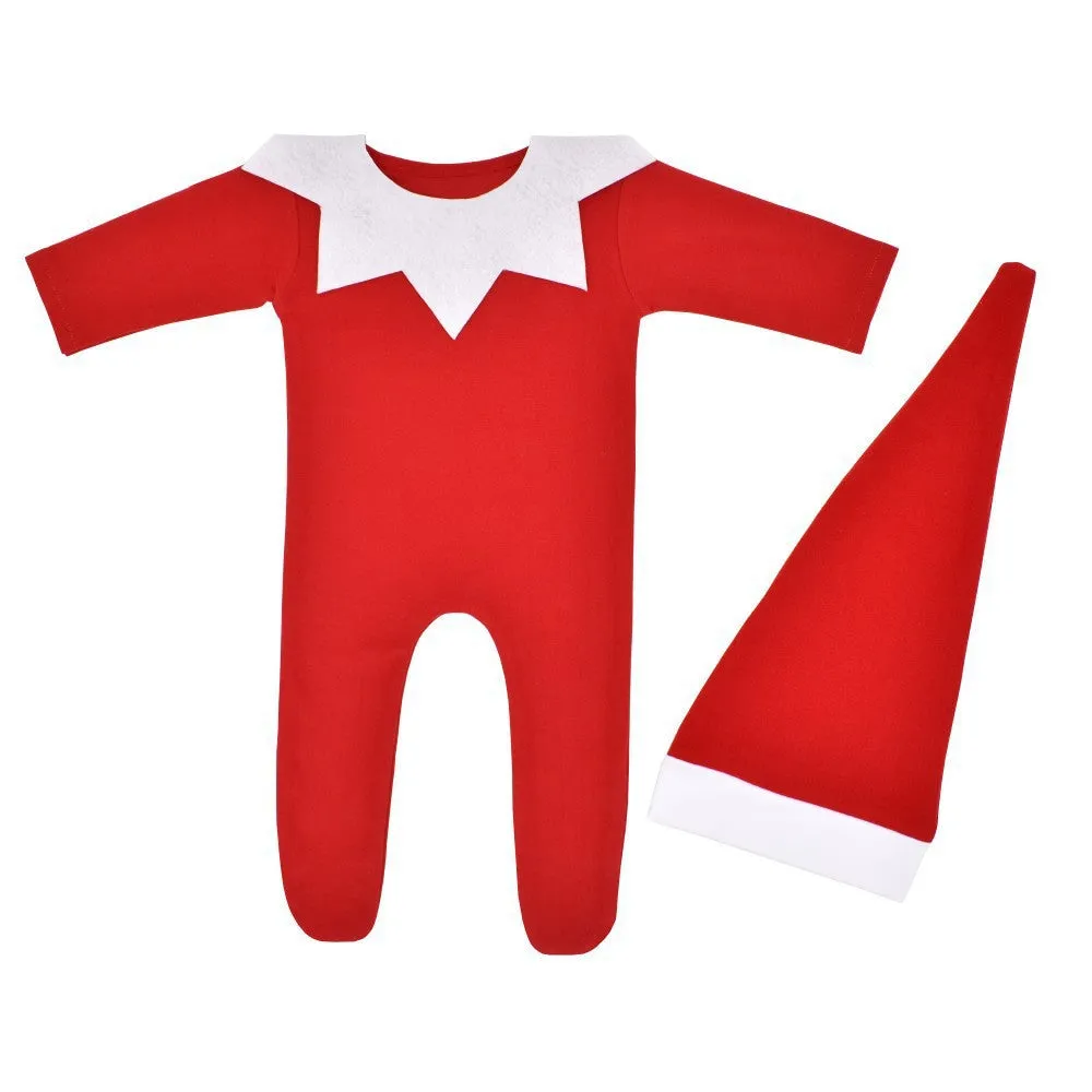 Babymoon Christmas Santa Clause Newborn Photography Outfit Costume | Set of 2