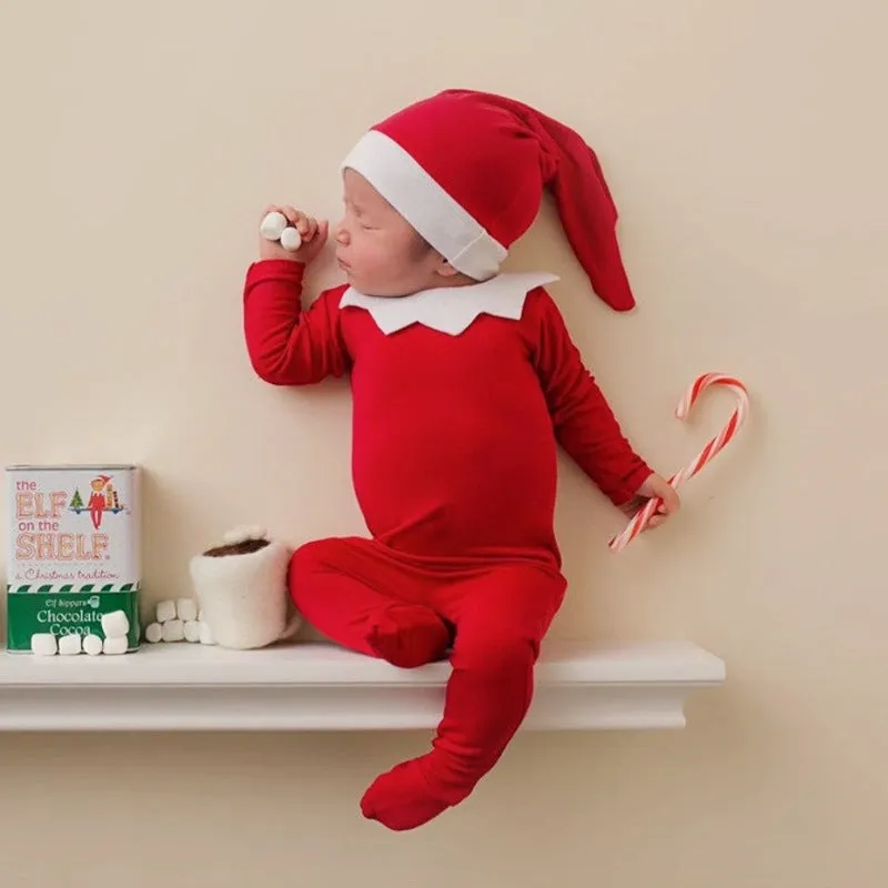 Babymoon Christmas Santa Clause Newborn Photography Outfit Costume | Set of 2