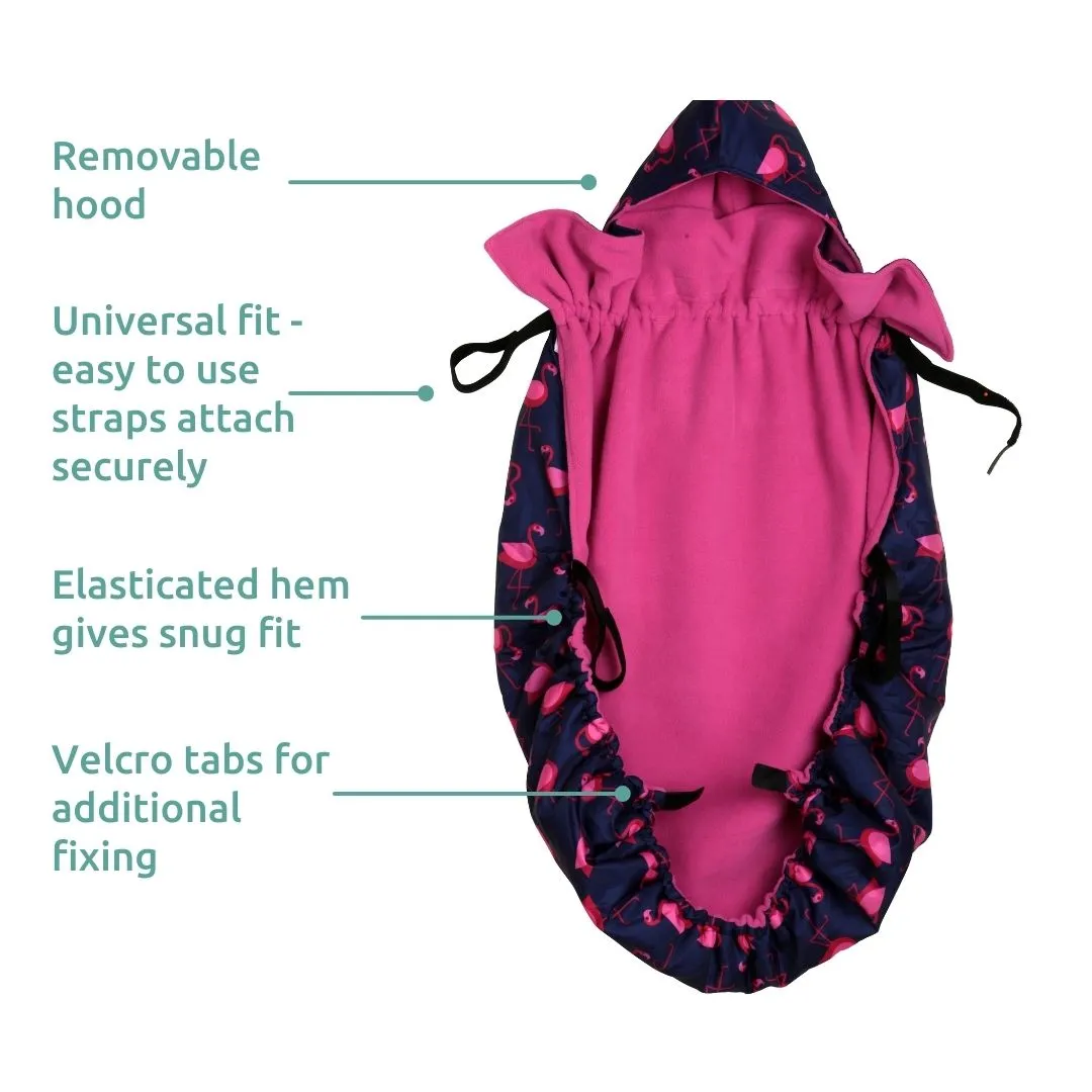 BabyWearing Fleece-lined Cover - NAVY FLAMINGO