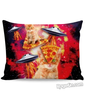 Bacon Pizza Space Cat Pillow Case