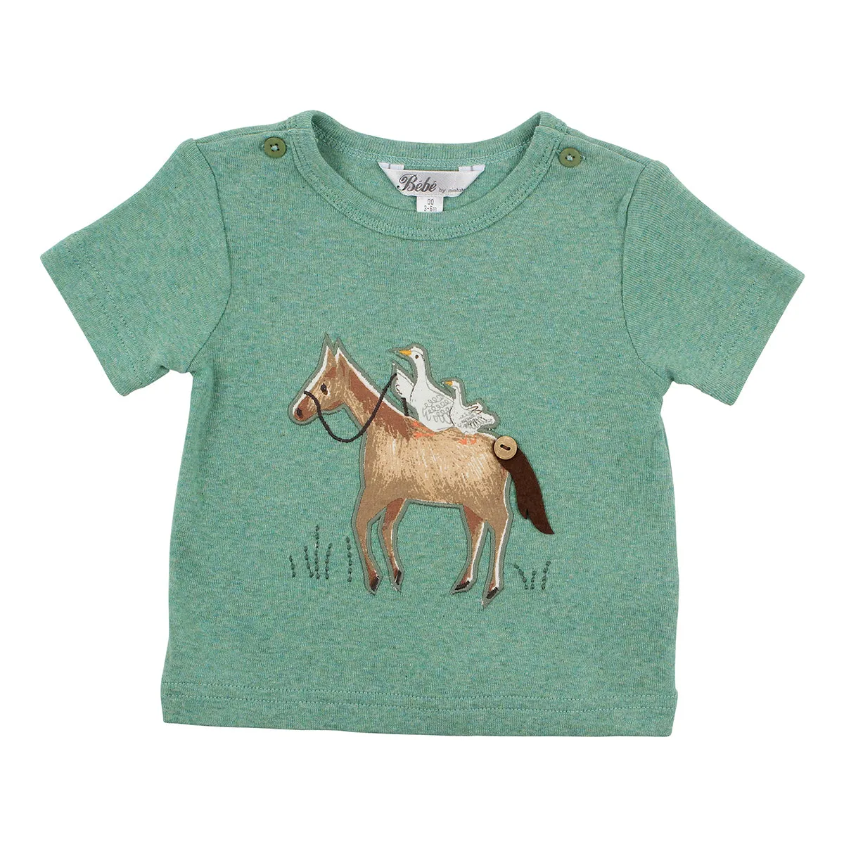 Bebe Beau Horse Tee in Green Marle (Size 000-2Y)