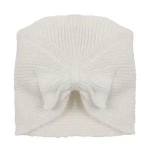 Bebe Layla Bow Knit Beanie in Cloud (Size NB-3Y)