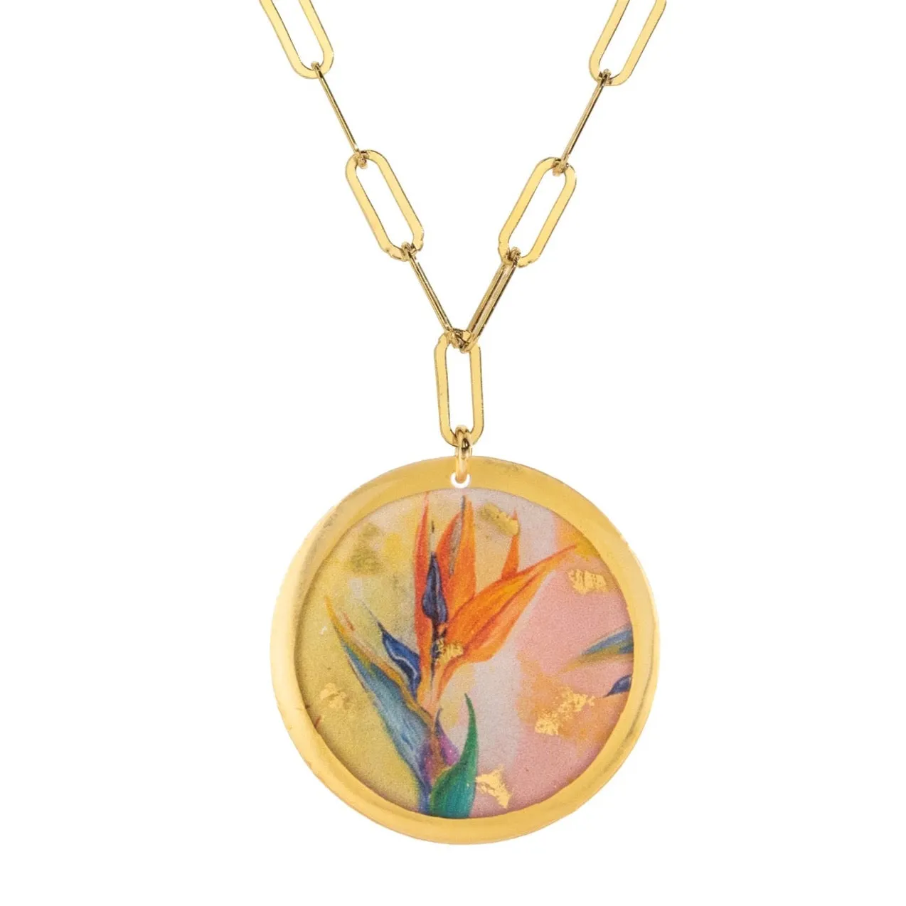 Bird of Paradise Disc Necklace