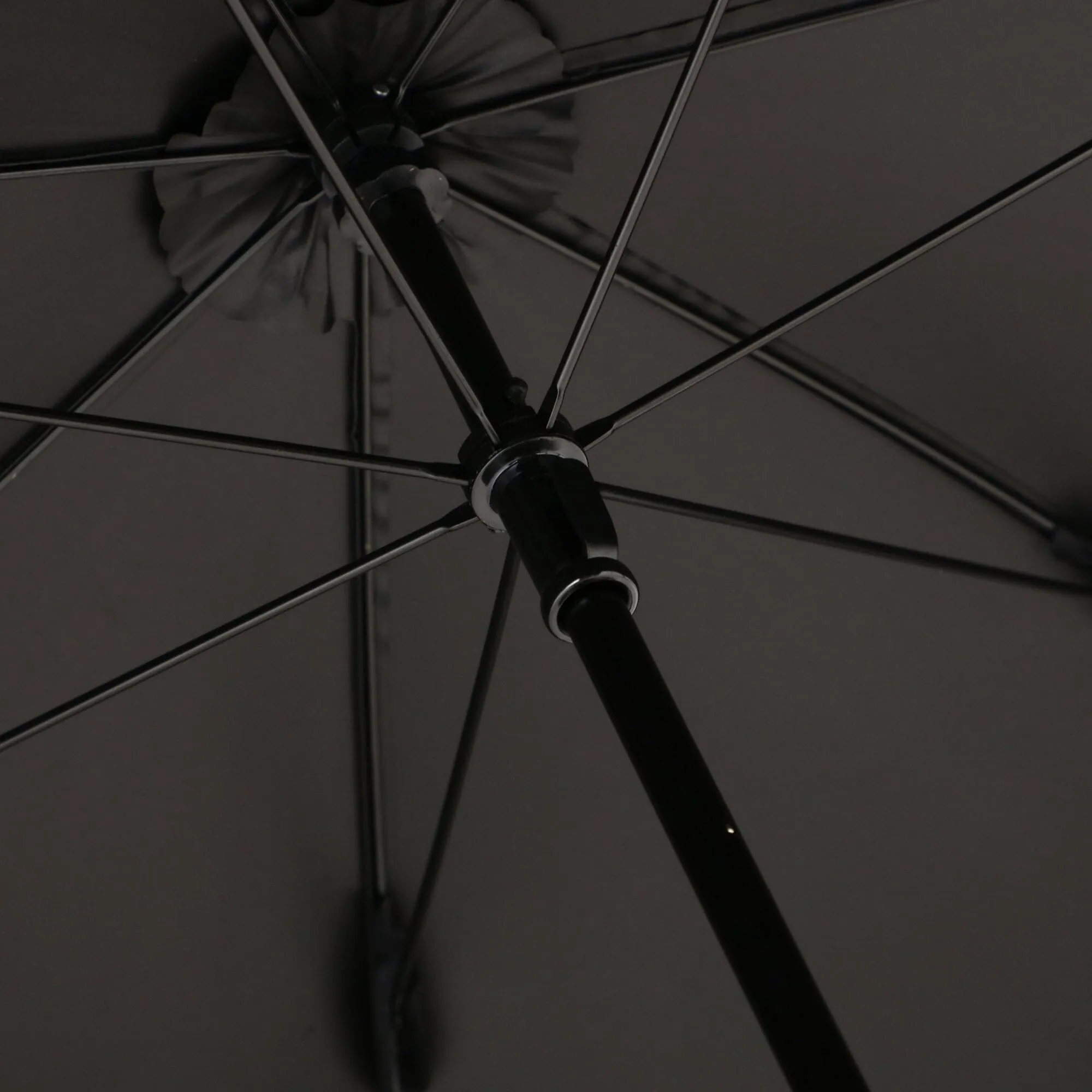 Blackout Birdcage Wide Scallop Long Umbrella Black