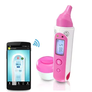 Bluetooth Infrared Ear & Body Digital Thermometer With Downloadable 'Pyle Health' Application, Lcd Display And Safe For All Ages