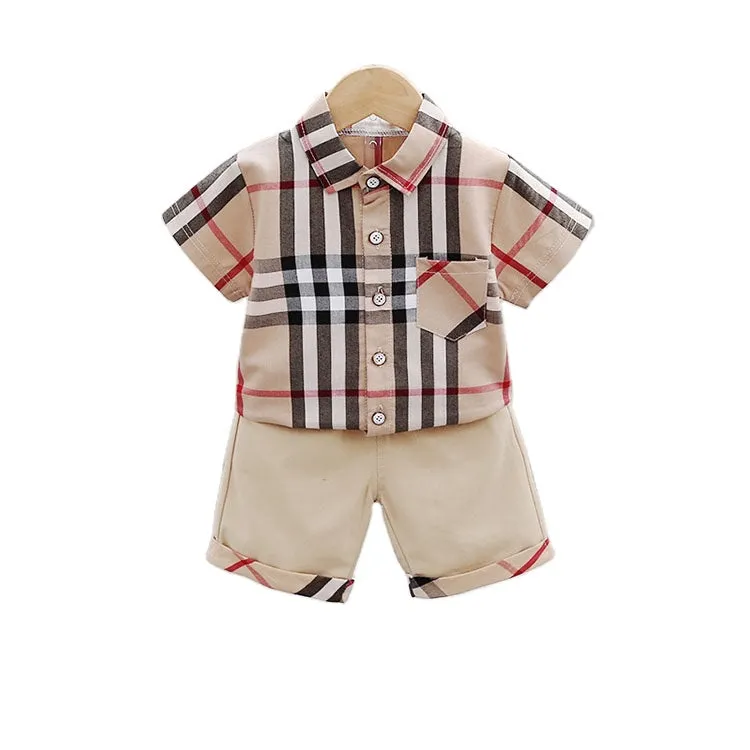 Boys Cotton Vintage Plaid 2 Pcs Set - ONLY 5 LEFT !!!