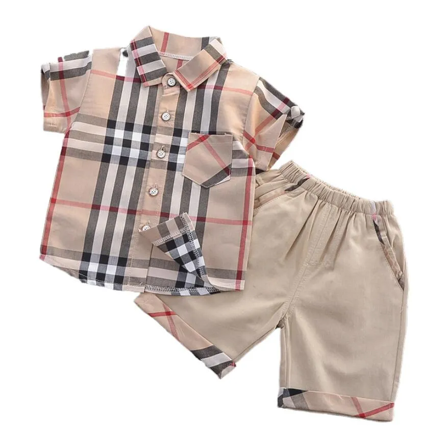 Boys Cotton Vintage Plaid 2 Pcs Set - ONLY 5 LEFT !!!