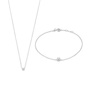 Cadeau d'Isabel 14 karat white gold necklace with bracelet gift set