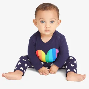 Clearance long sleeve babysuit in rainbow heart