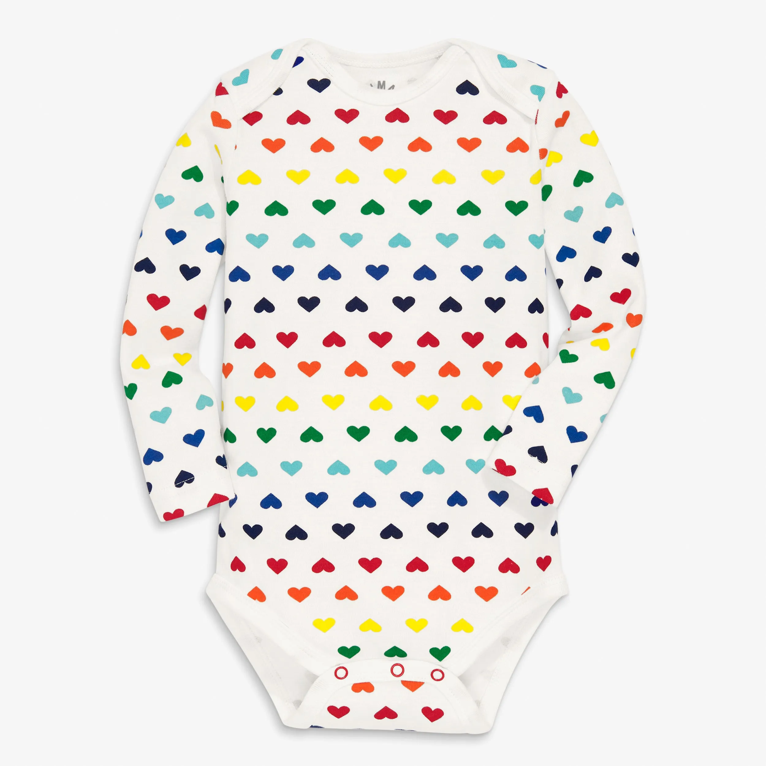 Clearance organic long sleeve babysuit in rainbow heart