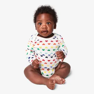 Clearance organic long sleeve babysuit in rainbow heart