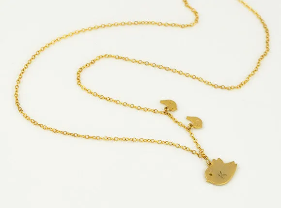 Customizable Mother and Baby Bird Charm Necklace