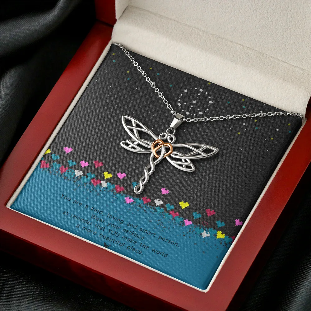 Dragonfly Necklace With Custom Message Card