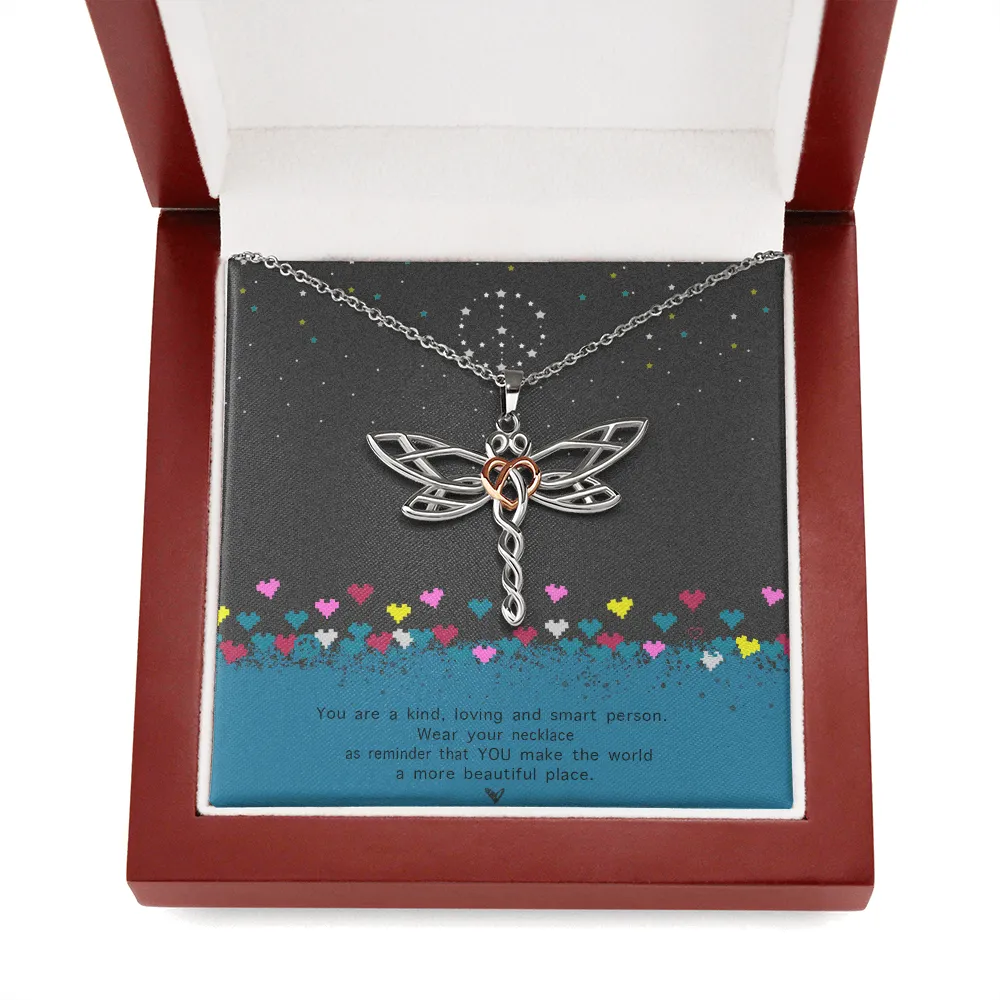 Dragonfly Necklace With Custom Message Card