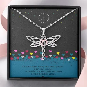 Dragonfly Necklace With Custom Message Card