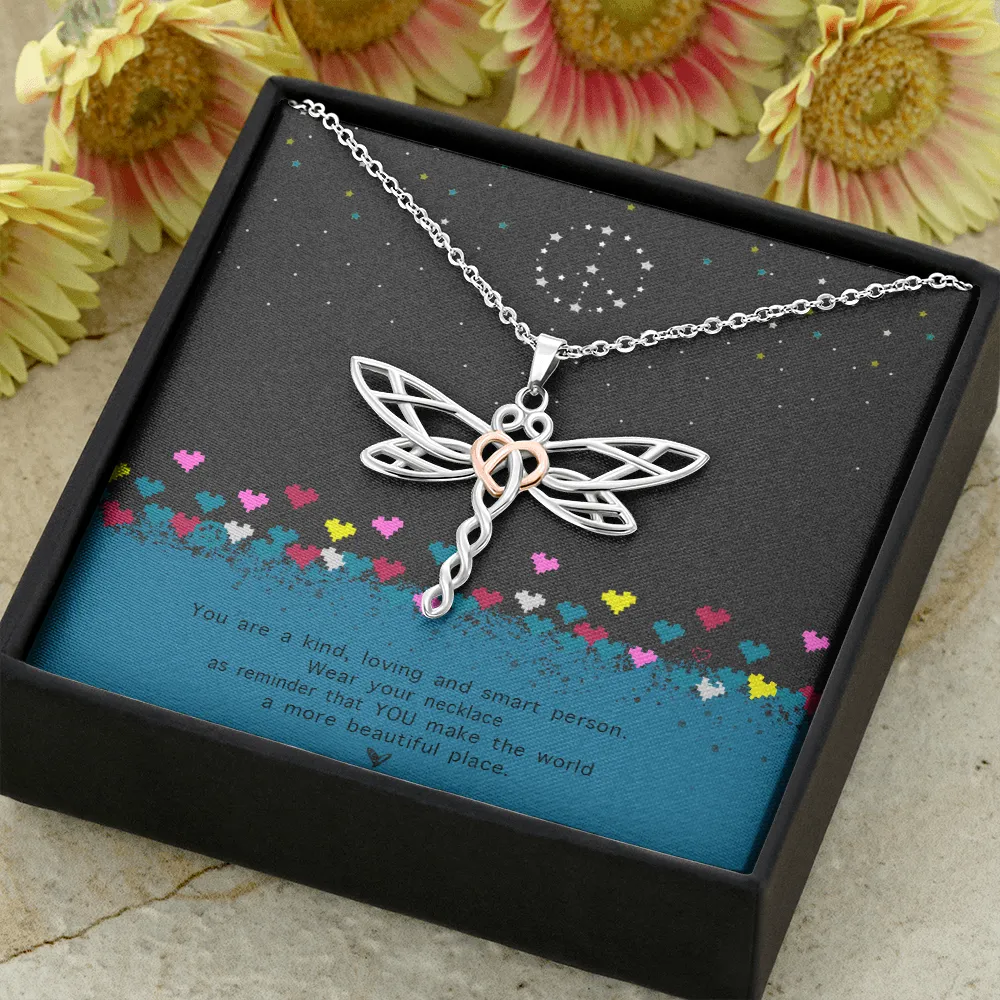 Dragonfly Necklace With Custom Message Card