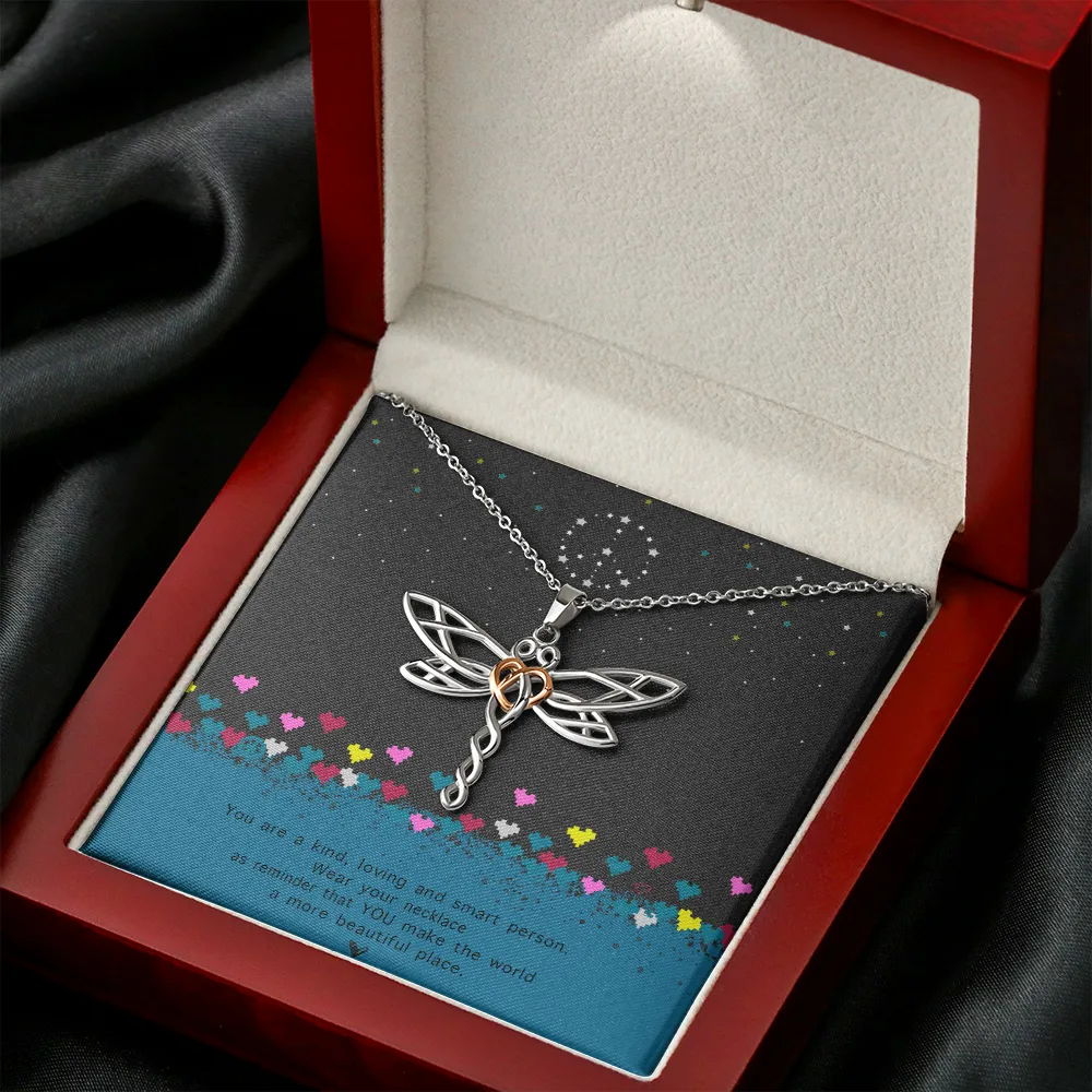 Dragonfly Necklace With Custom Message Card