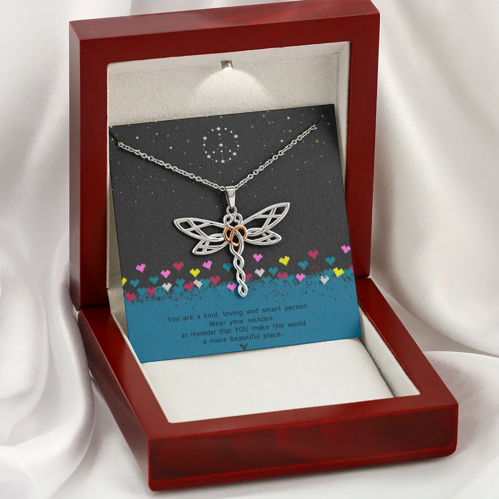 Dragonfly Necklace With Custom Message Card