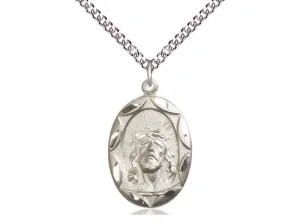 Ecce Homo Jesus Silver Pendant With Chain