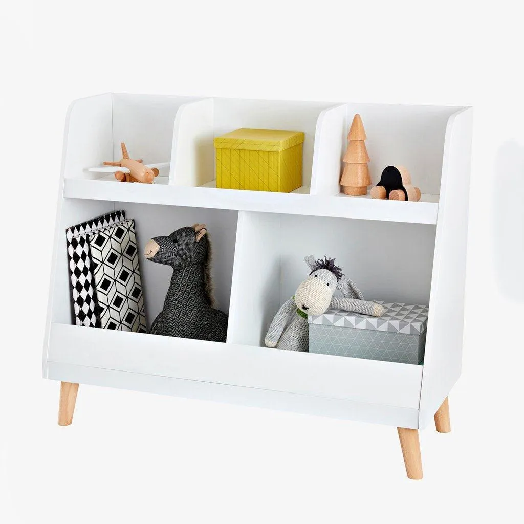 FIJN White and Wood Cubby with Top Shelf