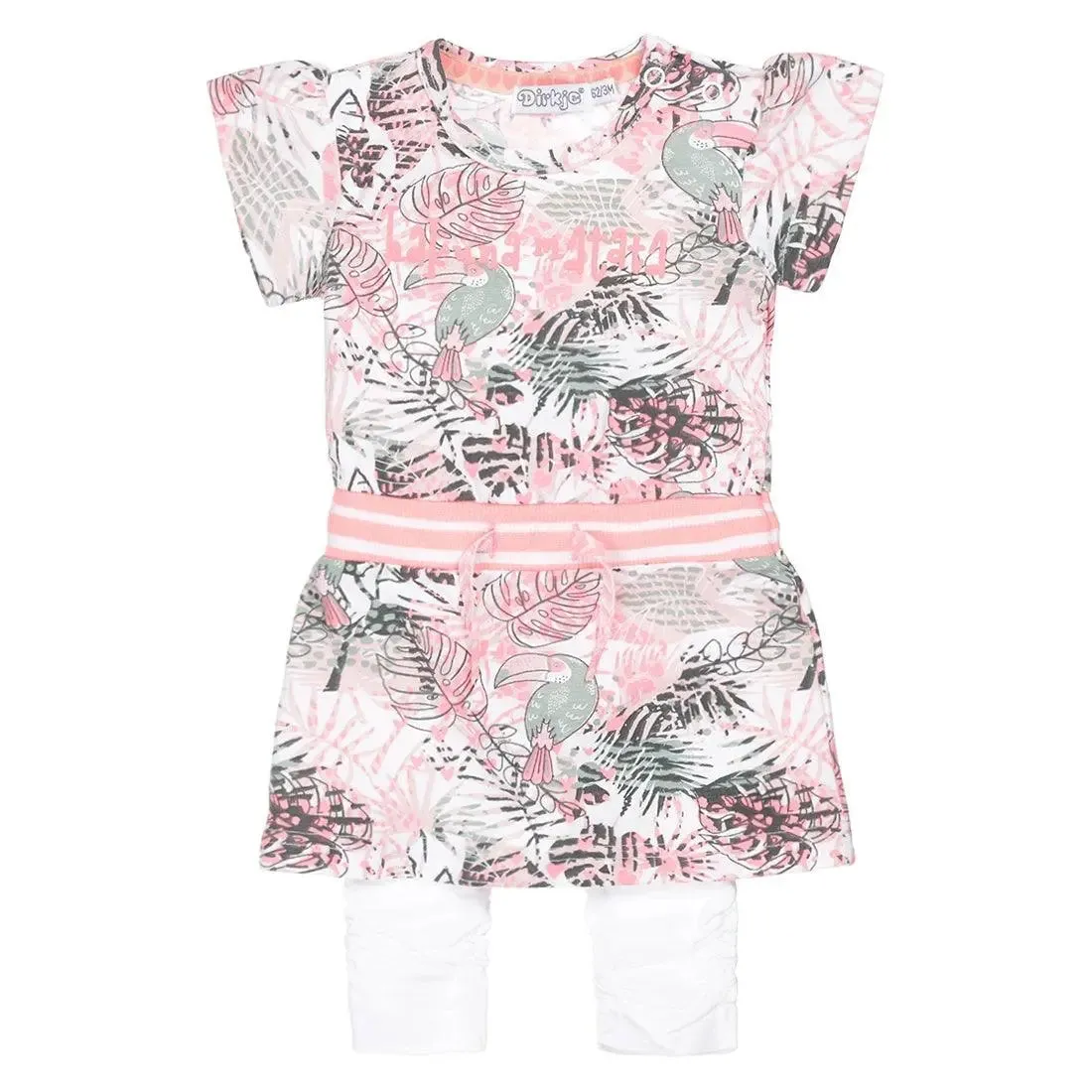 Girls Baby Set With Dress and Legging White Cockatoo | Dirkje