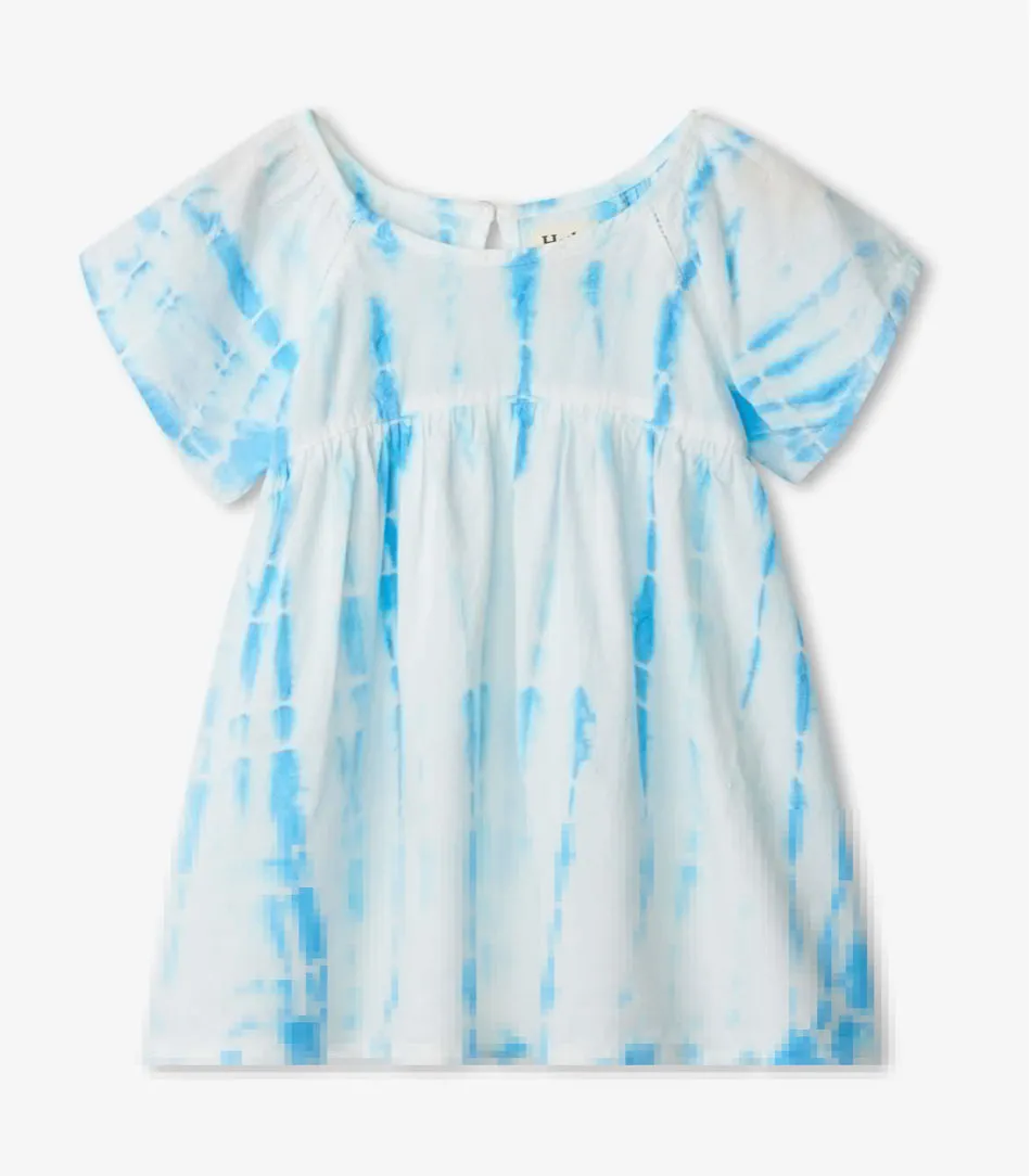 Hatley Younger Girls Blue Tie Dye Stripes Woven Dress