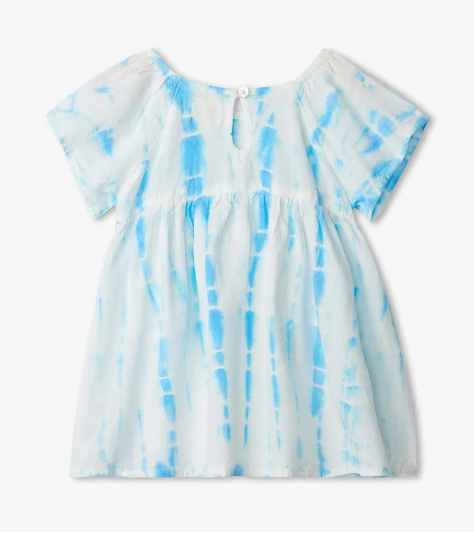 Hatley Younger Girls Blue Tie Dye Stripes Woven Dress