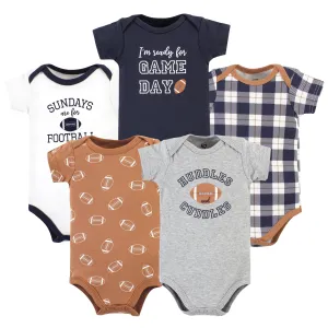 Hudson Baby Cotton Bodysuits, Football Huddles 5-Pack