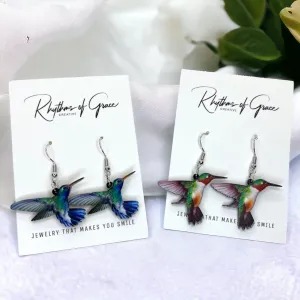 Hummingbird Earrings - Hummingbird Jewelry, Handmade Earrings, Handmade Jewelry, Animal Earrings, Animal Jewelry, Hummingbirds, Red Throat