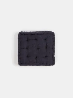 Khadi Cotton Hand Tufted Seat Cushion in Ink