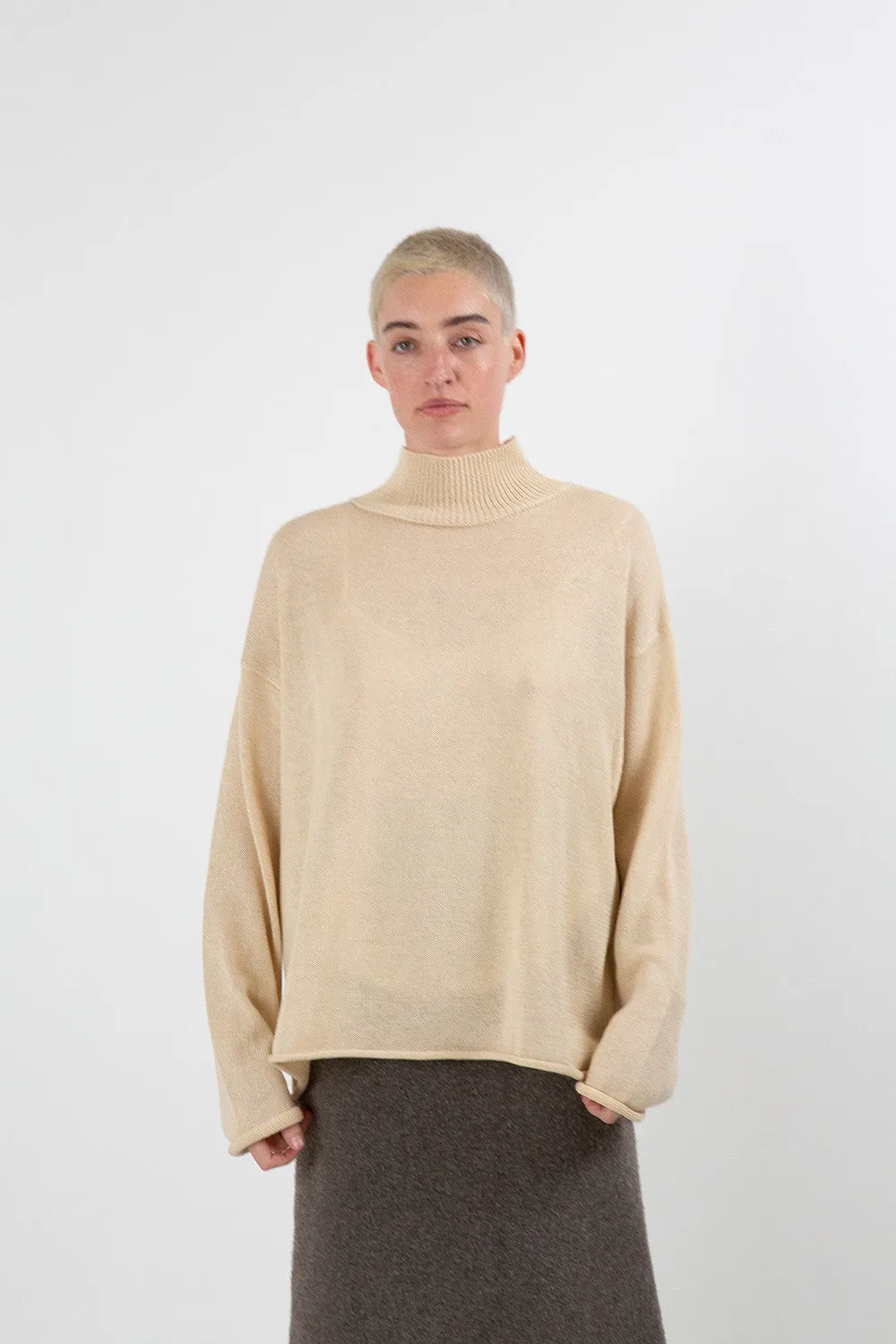 Matilda Pima Cotton Turtleneck in Natural