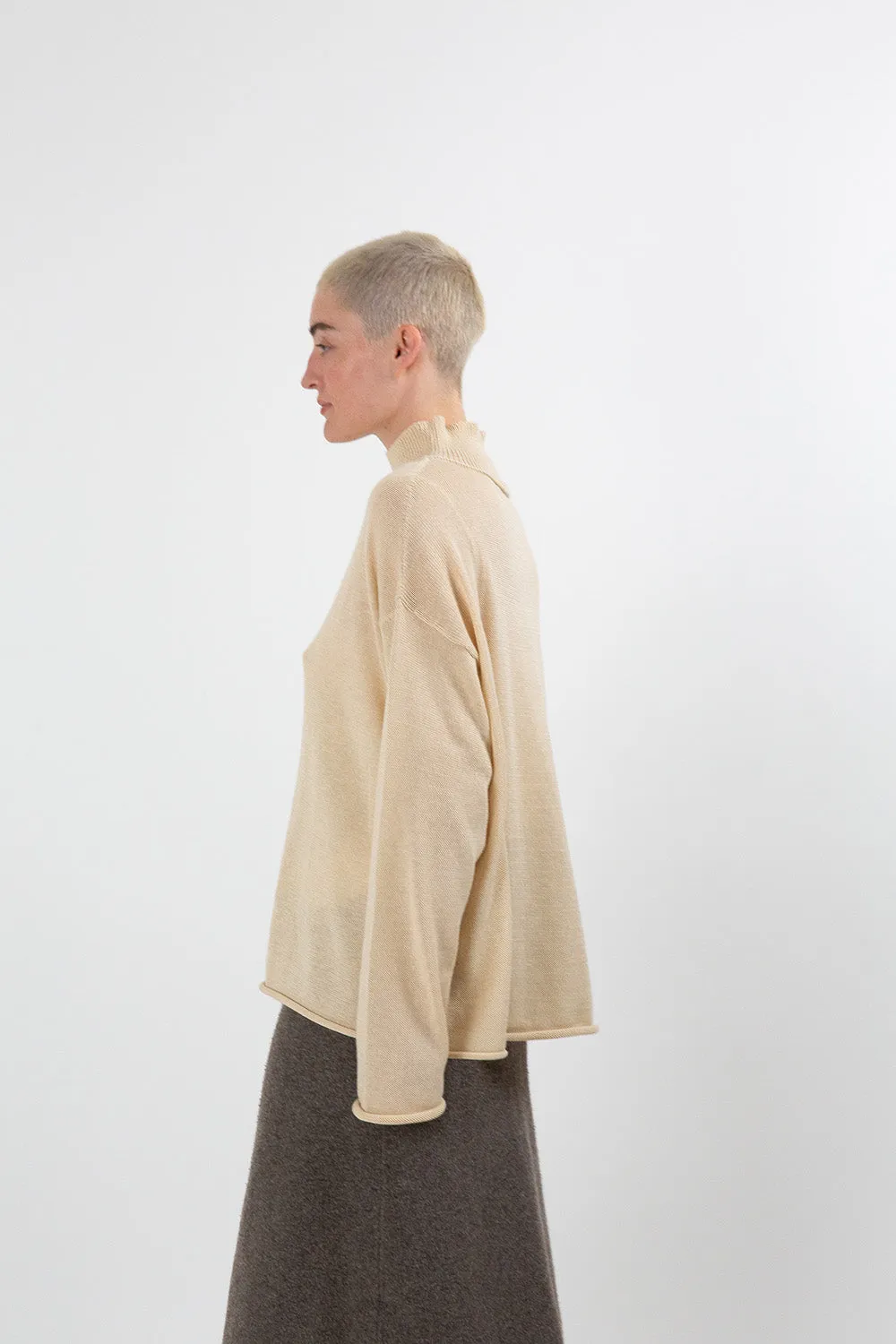 Matilda Pima Cotton Turtleneck in Natural