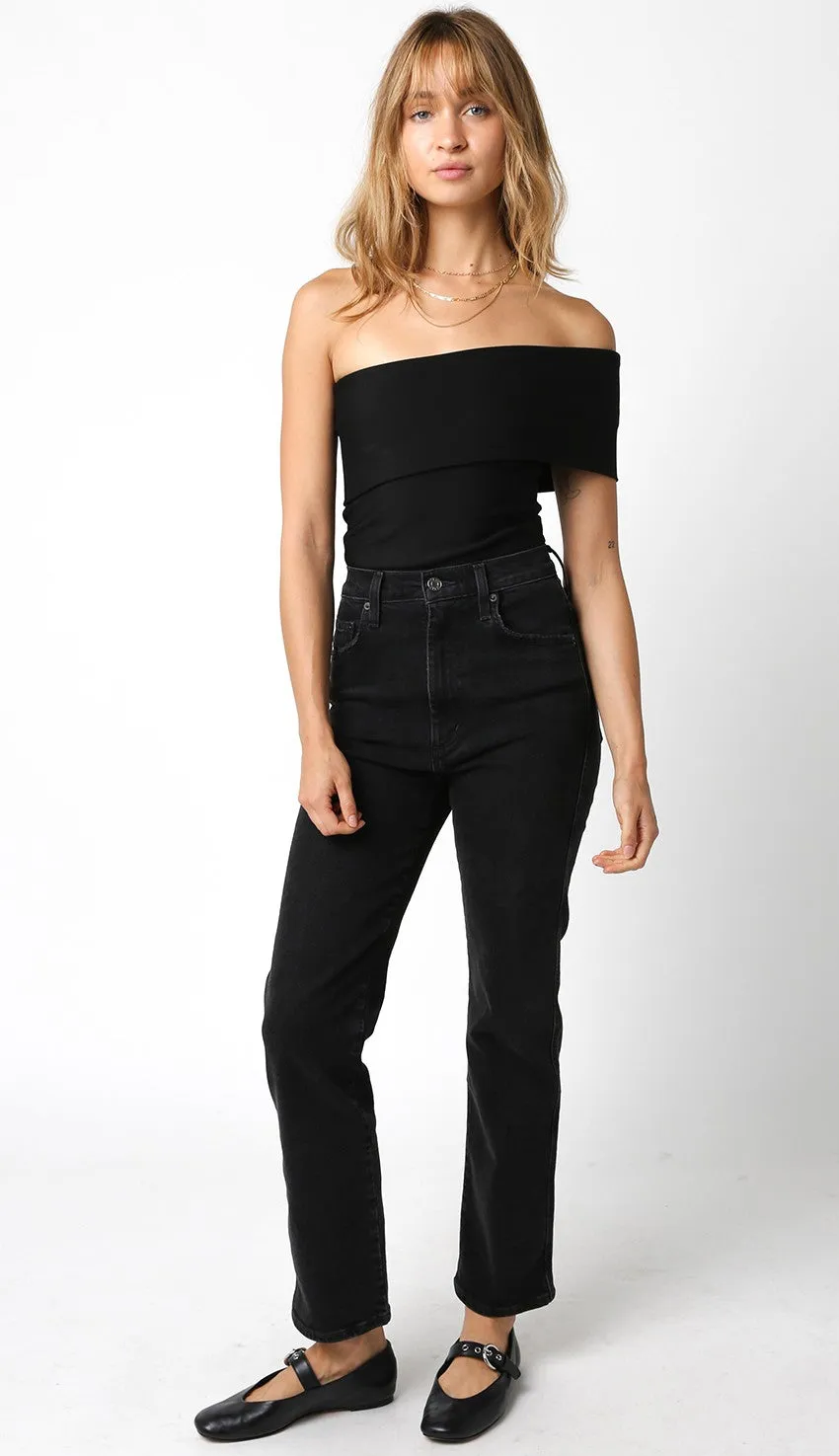 Michelle Asymmetric neckline Bodysuit