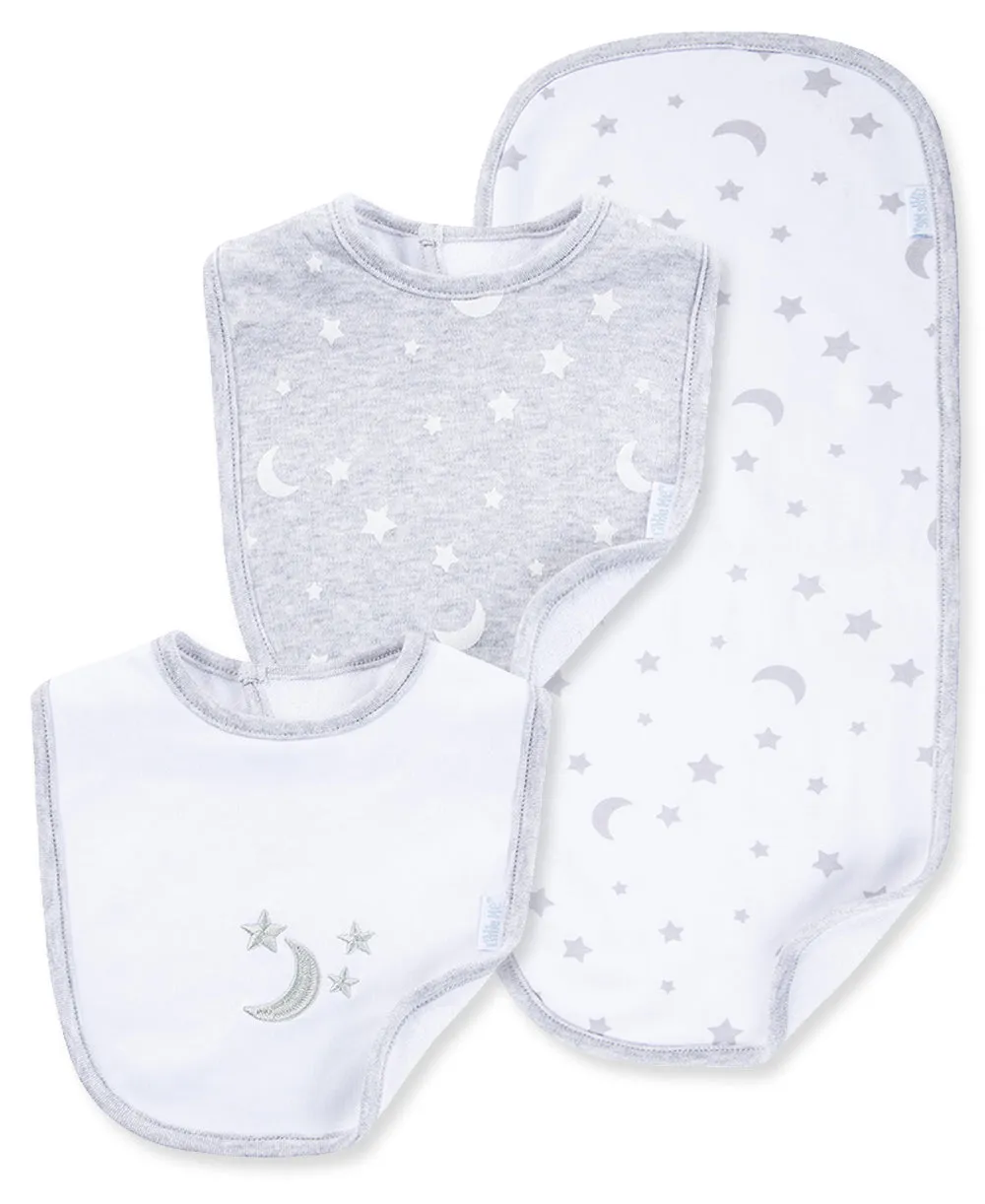 Moon & Stars Bib & Burp Set