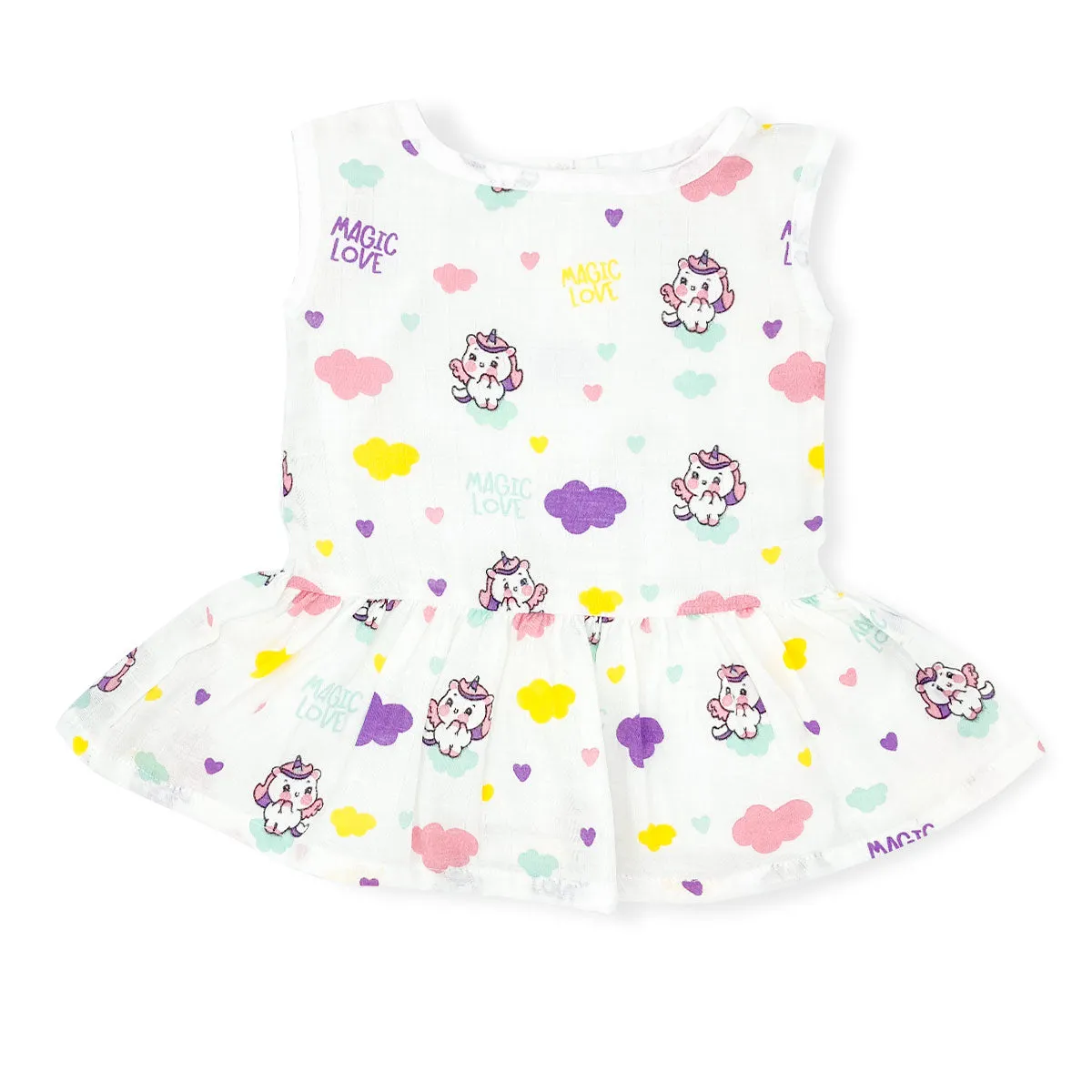 Muslin Drop Waist Frock for baby Girl- Organic Cotton (Pack of 3)