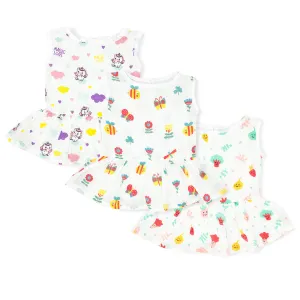 Muslin Drop Waist Frock for baby Girl- Organic Cotton (Pack of 3)