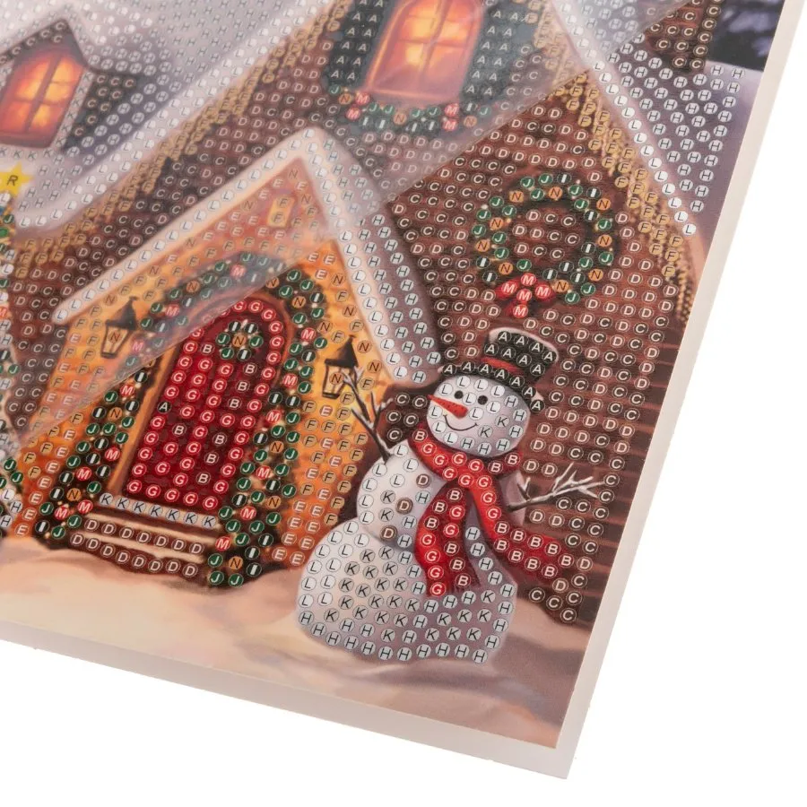 "Festive Cottage" Crystal Art Card 18x18cm