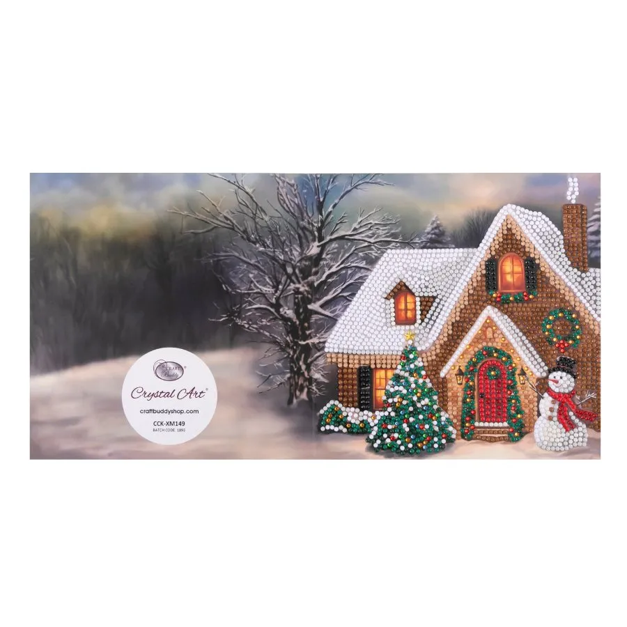 "Festive Cottage" Crystal Art Card 18x18cm